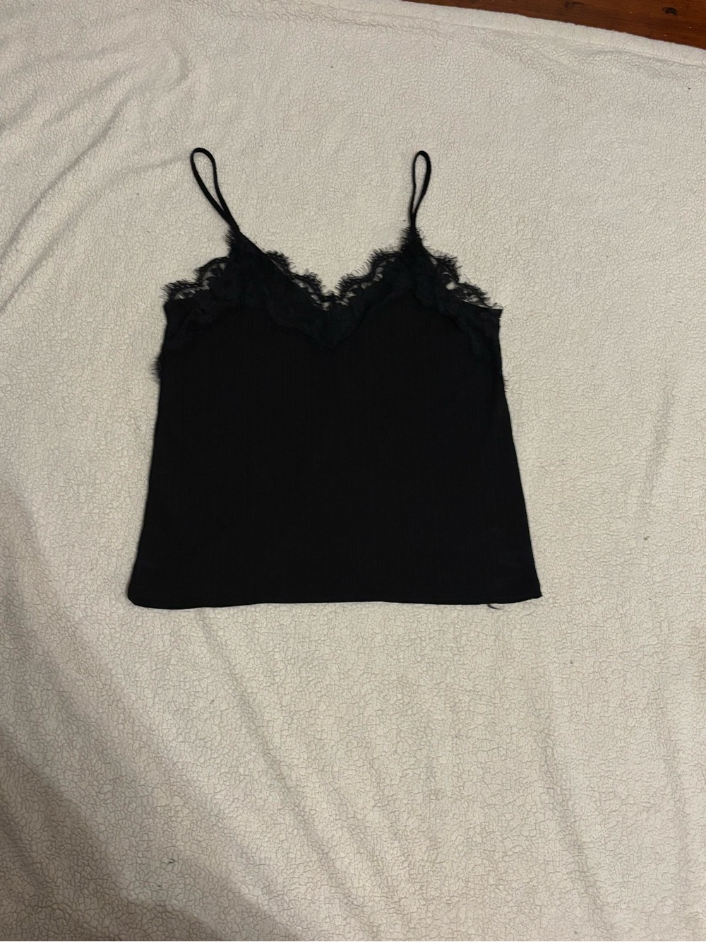 Zara Black Lace-Trim Spaghetti Strap Cami